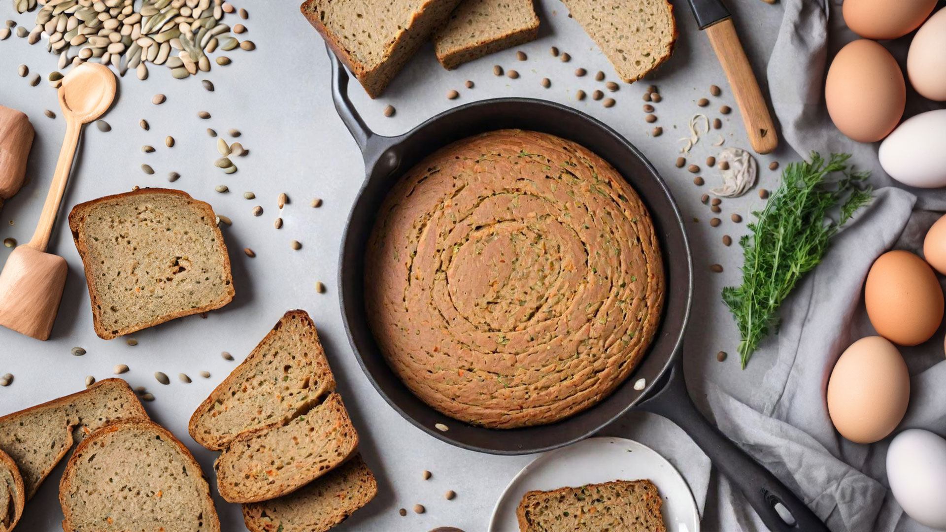 Pane proteico in padella con lenticchie biologiche