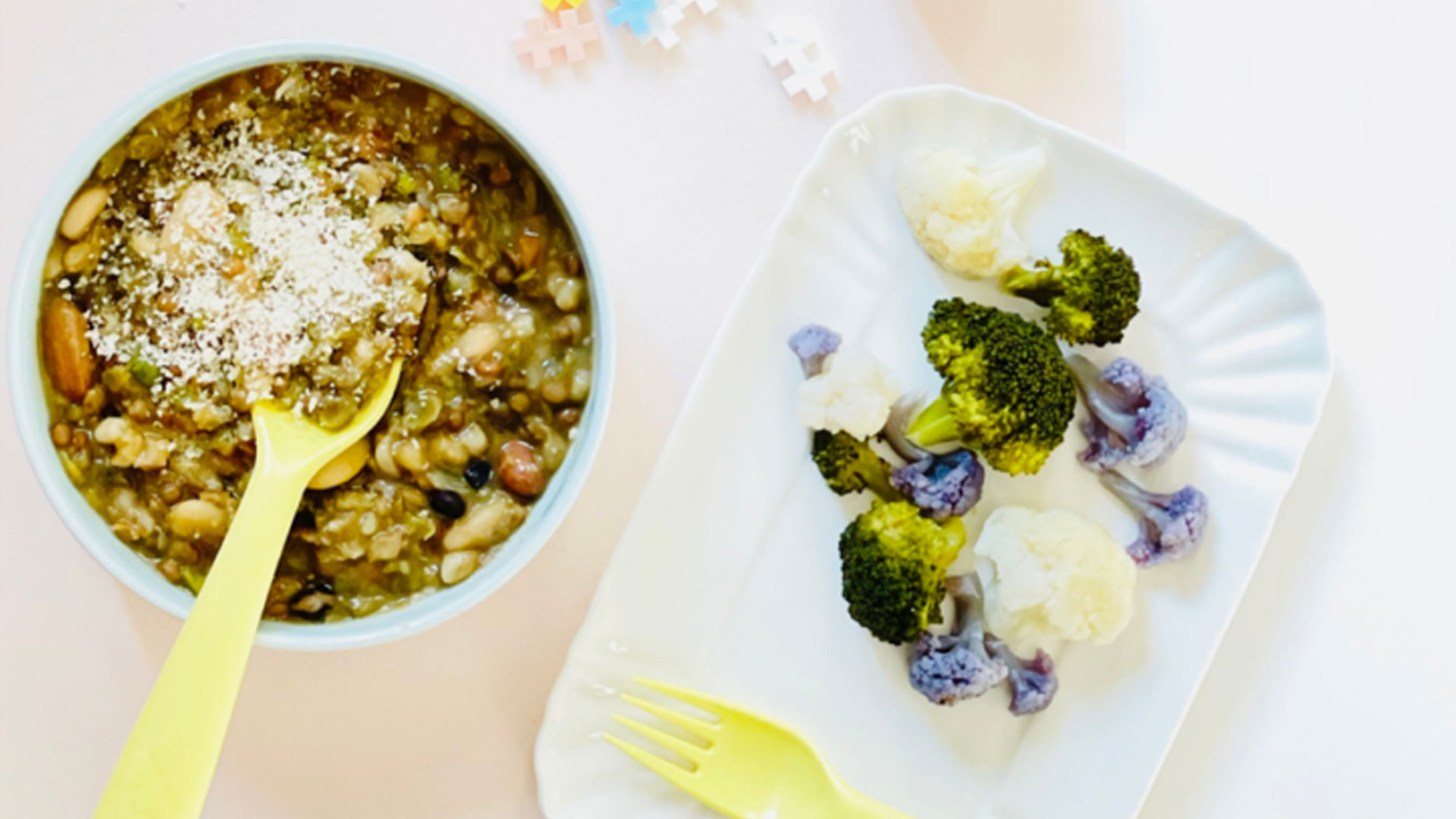 Zuppa di cereali e legumi con broccoli e cavoli