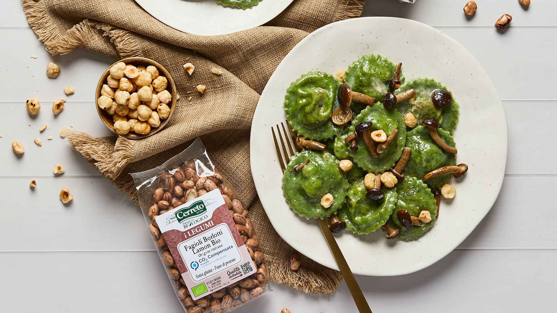 Girasoli verdi con fagioli lamon e funghi